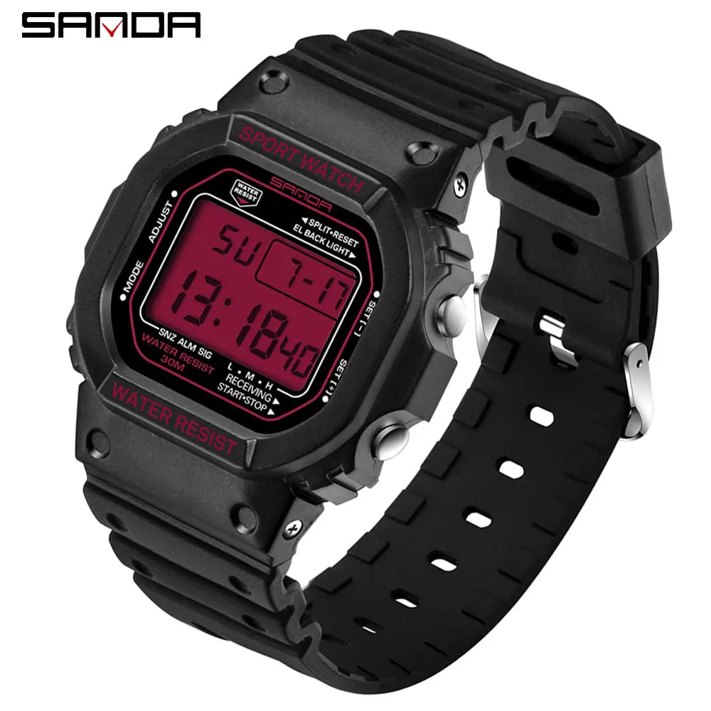 SANDA G-Style LED Digital Sports Watch - Unisex Shockproof Waterproof Military Wristwatch with Stopwatch for Men and Women