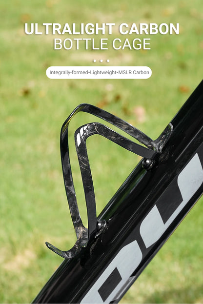 MANA 12g Marble-Pattern Carbon Fiber Bicycle Bottle Cage — Ultra-Light Full Carbon with Aluminum Alloy Screws for Road/MTB/Gravel