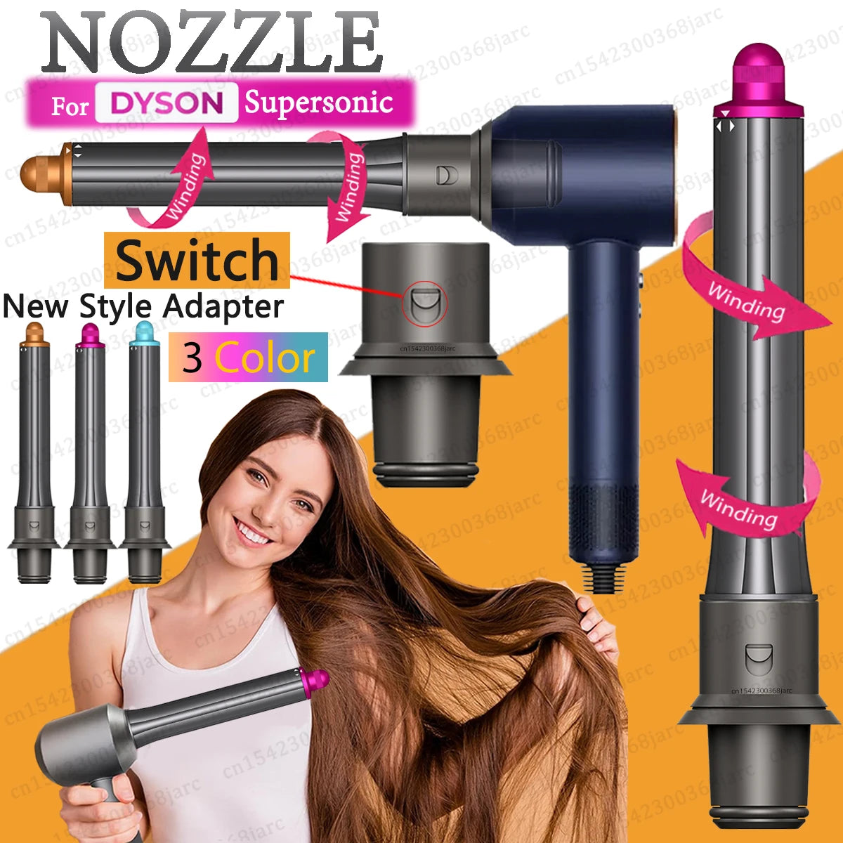 Automatic Curling Nozzle Attachment – Upgraded Hair Dryer Accessory for Dyson Supersonic HD16, HD15, HD08