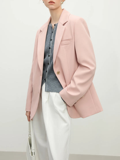 FSLE Pink Grey Women’s Casual Blazer Jacket – 2025 Spring Elegant Streetwear Chic Outfit