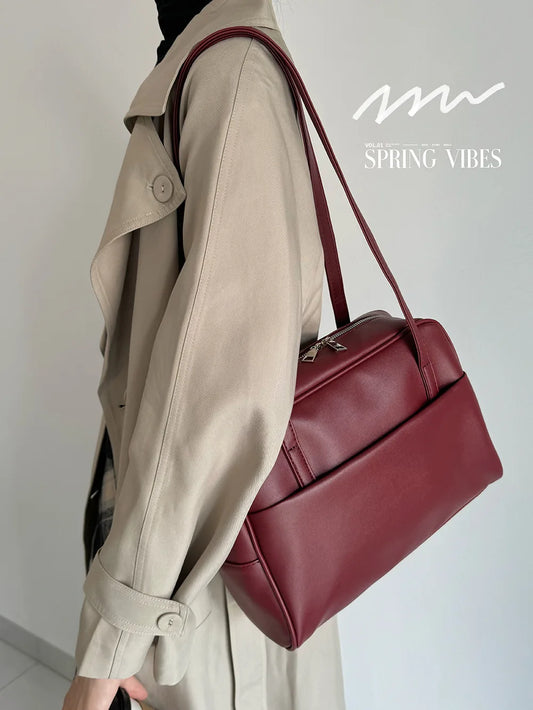 CGCBAG Vintage Designer Women’s Tote Bag – Luxury PU Leather Shoulder Bag, Large Capacity Handbag for Ladies