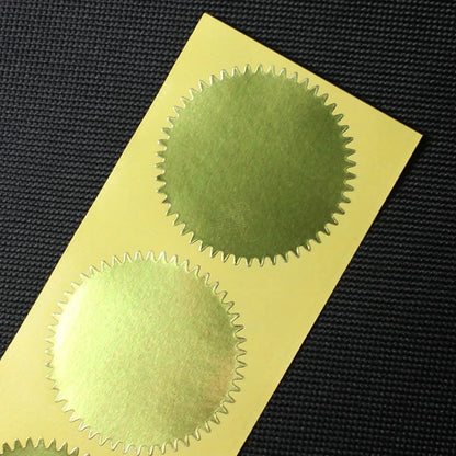 100PCS 45mm Gold Foil Embossed Stickers – Serrated Seal Labels for Diplomas, Awards & Certificates