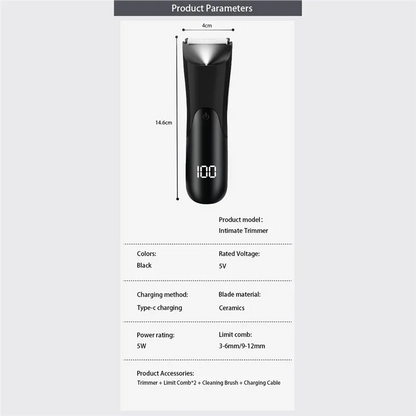 Men’s Electric Groin & Body Hair Trimmer – Ball Trimmer with Ceramic Blade, 2 Guard Attachments, Wet & Dry Shaver