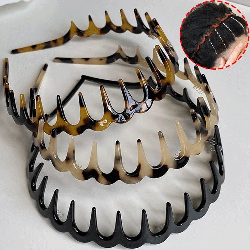 Fashion Wave Headbands for Women – Solid Color Toothed Non-Slip Hair Bands, Face Wash & Sports Hairbands, Hair Accessories for Girls