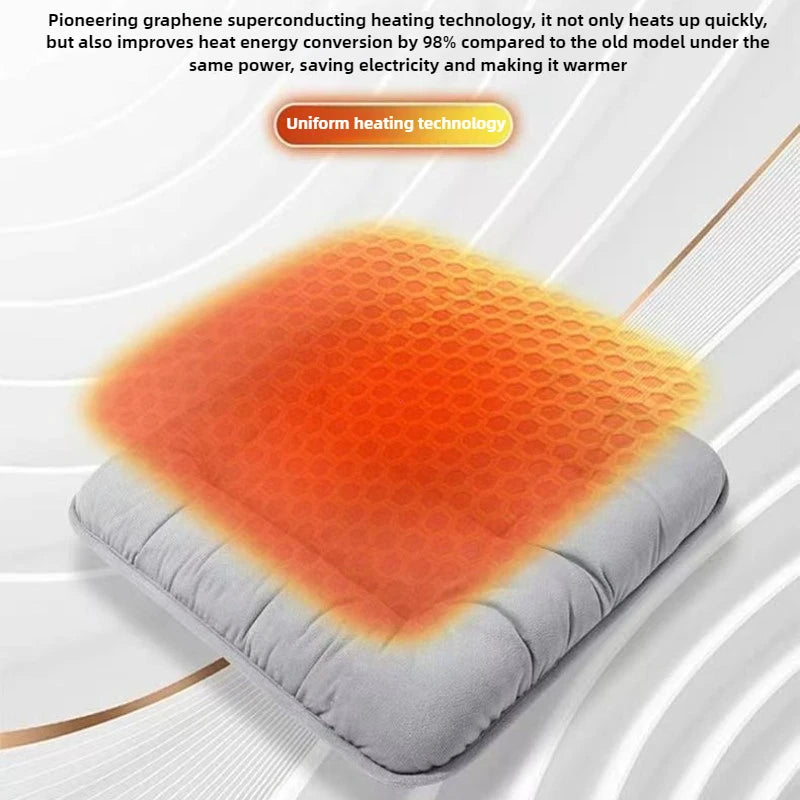 Plush Heated Seat Cushion - Quick-Heating 12V Electric Seat Pad for Cars & Home Use