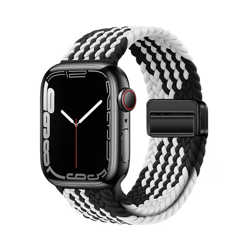 Nylon Braided Watch Band for Apple Watch – Compatible with Series SE, 3–10 & Ultra (38–49mm Adjustable Sport Strap)