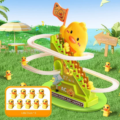 Stair-Climbing Duck Roller Coaster Toy – Flashing Lights & Music Interactive Parent-Child Toy