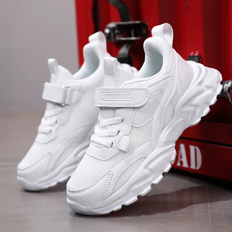 Kids Sport Casual Shoes — Leather Sneakers for Girls & Boys (Ages 5-16), Outdoor Running, Soft Sole, Anti-Slip Walking Footwear