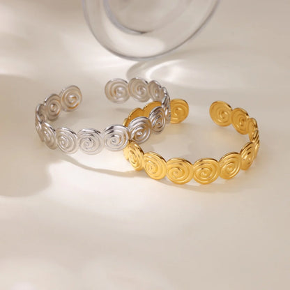 Punk Sunflower Fish Gold Stainless Steel Bracelet – Trendy Women’s Bangle Wedding Couple Jewelry