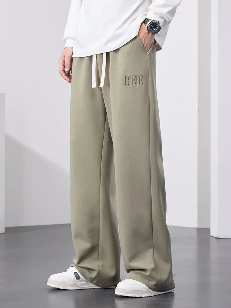 Men’s Wide Leg Cotton Sweatpants – Straight Fit Drawstring Casual Sports Track Pants, Big Size up to 8XL