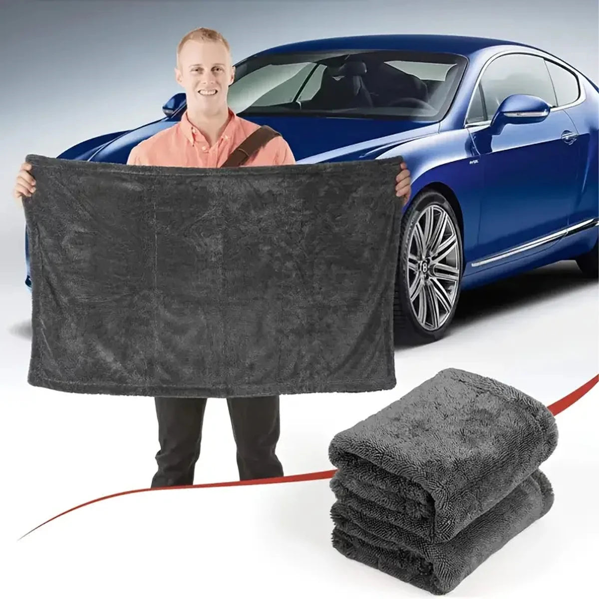 Dark Gray Car Microfiber Towel - Oversized Ultra Absorbent Cleaning Cloth for Car Wash & Detailing