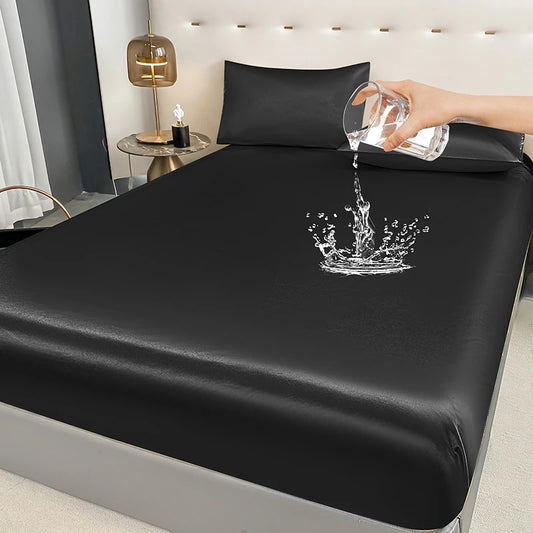 Waterproof Fitted Mattress Sheet - Anti-Slip Elastic Band Bed Cover with Adjustable Fit