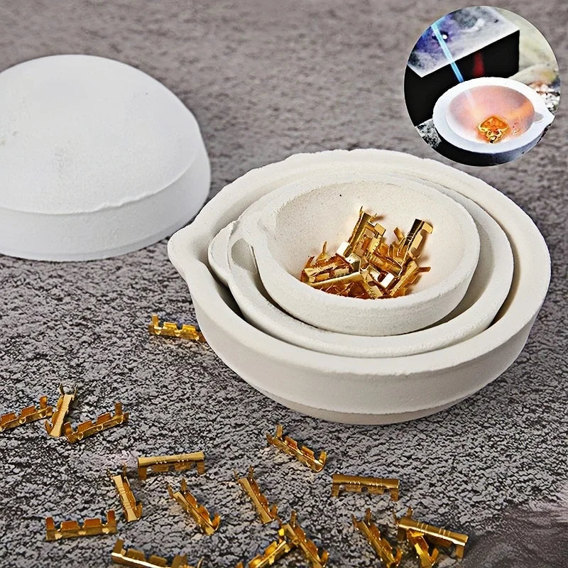 High Temperature Quartz Crucible Bowl 100g–5000g – Furnace Melting & Casting Tool for Gold & Silver Jewelry Refining