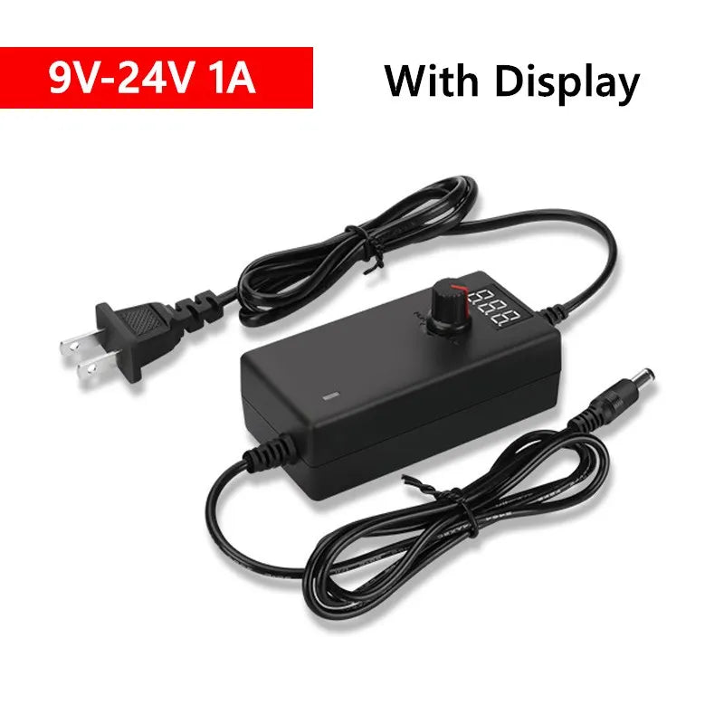 Adjustable AC DC Power Supply Adapter - 3V-36V Universal Voltage Converter with Multiple Jack Plugs for Home Appliances