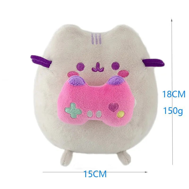 18cm Pusheen Fat Cat Plush Toy - Cute Arcade Game-Inspired Stuffed Doll with Soft Drink Can and Game Controller Designs