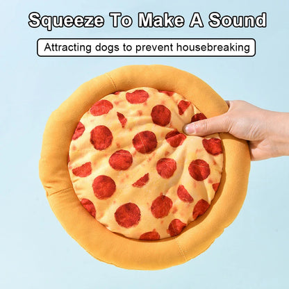 Plush Dog Toy in Doughnut & Pizza Shape – Squeaky Chew Toy for Small & Large Dogs, Teeth Cleaning Puppy Toy