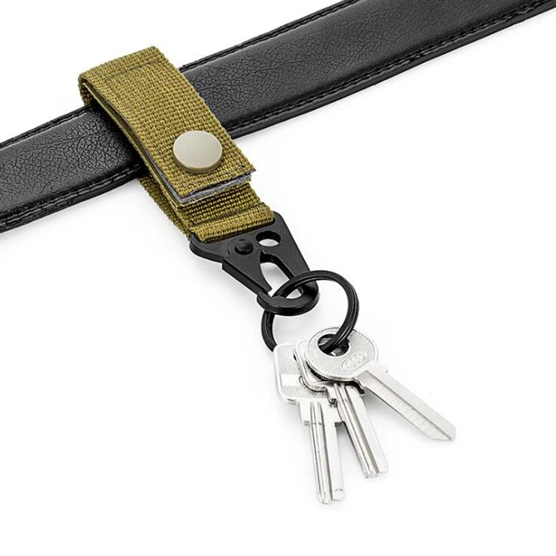 Tactical Molle Keychain with Metal Hook – Nylon Backpack Key Holder