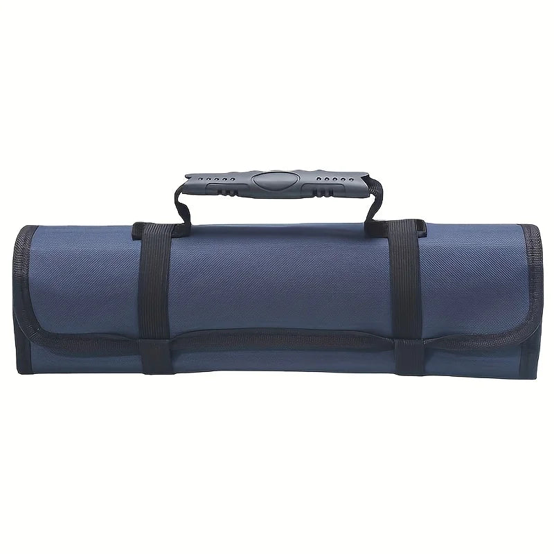 22-Pocket Oxford Canvas Folding Wrench Roll – Waterproof Tool Storage Organizer with Hand Roller