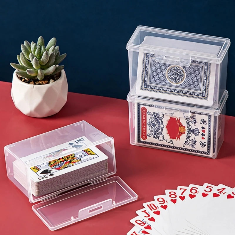 Plastic Playing Card Storage Box | Empty Card Case Holder with Snap Closure