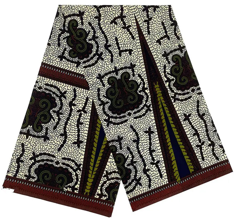 Cotton Batik Ankara Fabric - 100% African Wax Print Bronzing Golden Fabric 6 Yards for Dresses & Crafts