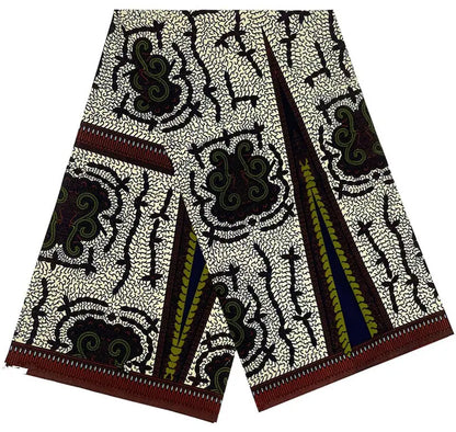 Cotton Batik Ankara Fabric - 100% African Wax Print Bronzing Golden Fabric 6 Yards for Dresses & Crafts