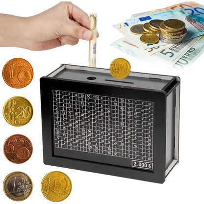 USD Black Reusable Piggy Bank with Money Goal Counter - DIY Savings Box to Build Good Habits
