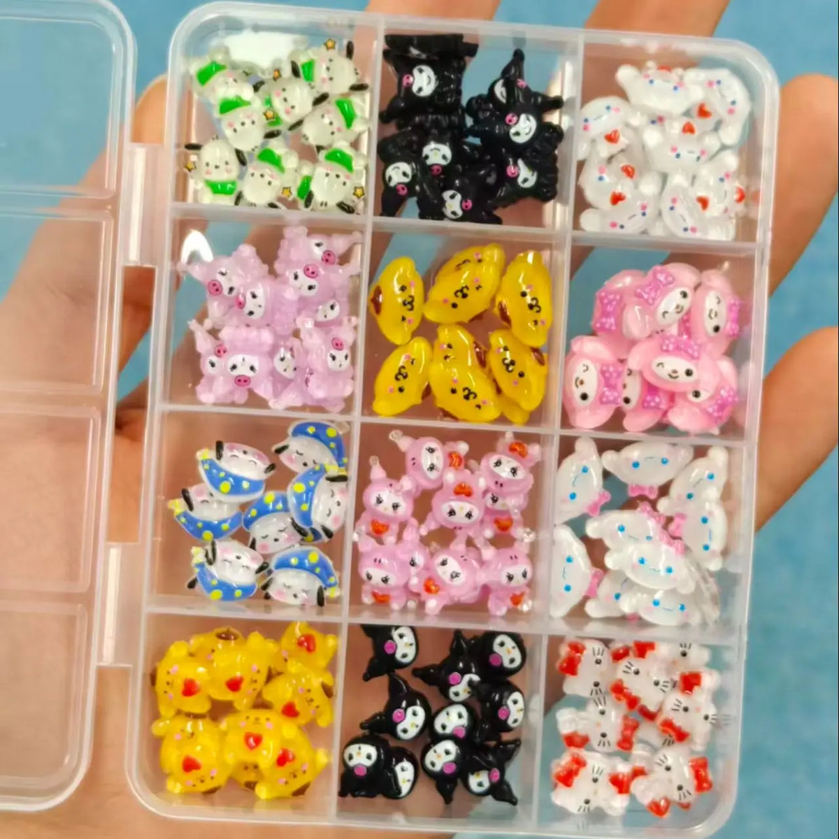 120PCS Sanrio Nail Charms Set - Kuromi, Cinnamoroll, and My Melody Resin Decorations for DIY Manicure Nail Art