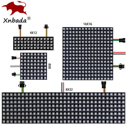 1-10PCS WS2812B RGB LED Panel Module – Flexible 4x12, 8x8, 16x16, 8x32 Pixel Matrix Screen with Individually Addressable IC, DC 5V