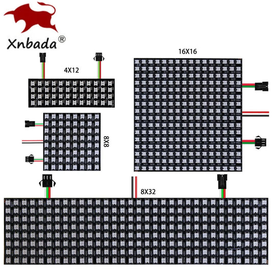 1-10PCS WS2812B RGB LED Panel Module – Flexible 4x12, 8x8, 16x16, 8x32 Pixel Matrix Screen with Individually Addressable IC, DC 5V