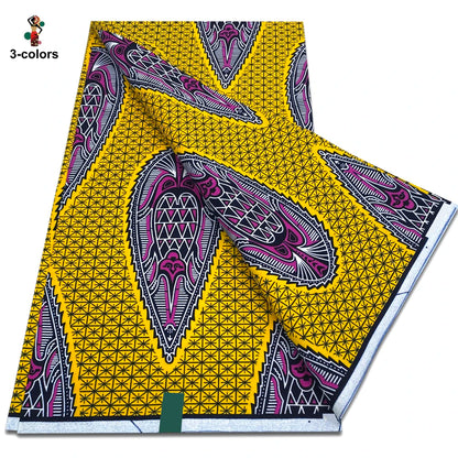 Newest African Ankara Wax Fabric - 100% Cotton Soft Dutch Hollandais Pagne Print for Dresses & Sewing