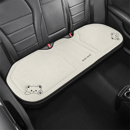 Universal Cartoon Bear Linen Car Seat Cushion - Cute, Breathable, Anti-Slip Seat Protector for Women and Everyday Driving