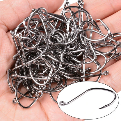 10pcs Catfish Fishing Hooks – High Carbon Steel Barbed Circle Hooks 6/0–10 V-Sharp Tackle