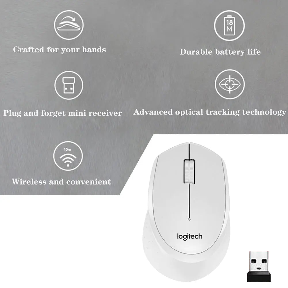 Logitech M330 Wireless Gaming Mouse - 2.4GHz USB, 1000DPI, 3-Button Optical Mouse for Laptops & PCs