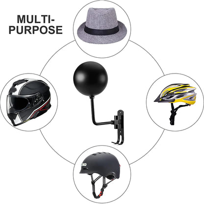 Stainless Steel Motorcycle Helmet Rack: 180° Rotation Wall Mount Helmet Holder with Double Hook for Bike Helmets