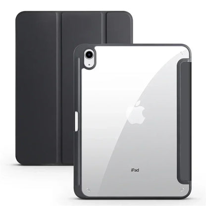 Clear Acrylic iPad Case with Pen Holder - Trifold Hard Back Cover for iPad 10th Gen, Air 11 & Compatible Models