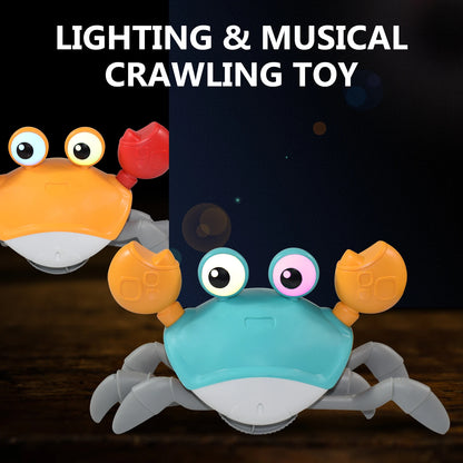 Kids Induction Crab & Octopus Crawling Toy – Electronic Musical Pets, Toddler Moving Toy that Avoids Obstacles, Party Gift