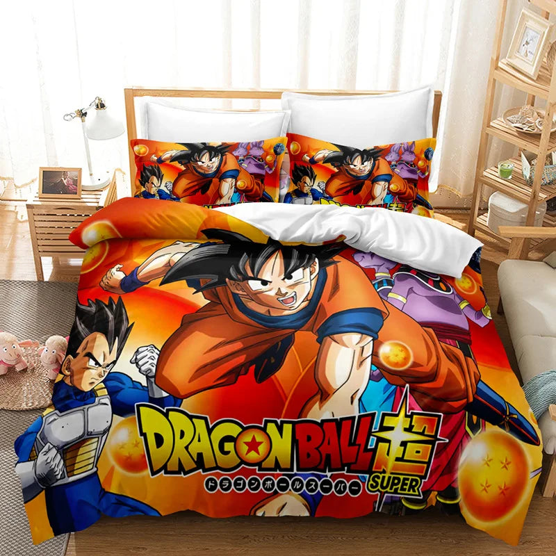 Goku Super Saiyan Dragon Ball Bedding Set – 2/3pcs Duvet Cover & Pillowcase 3D Anime Quilt Cover for Teens