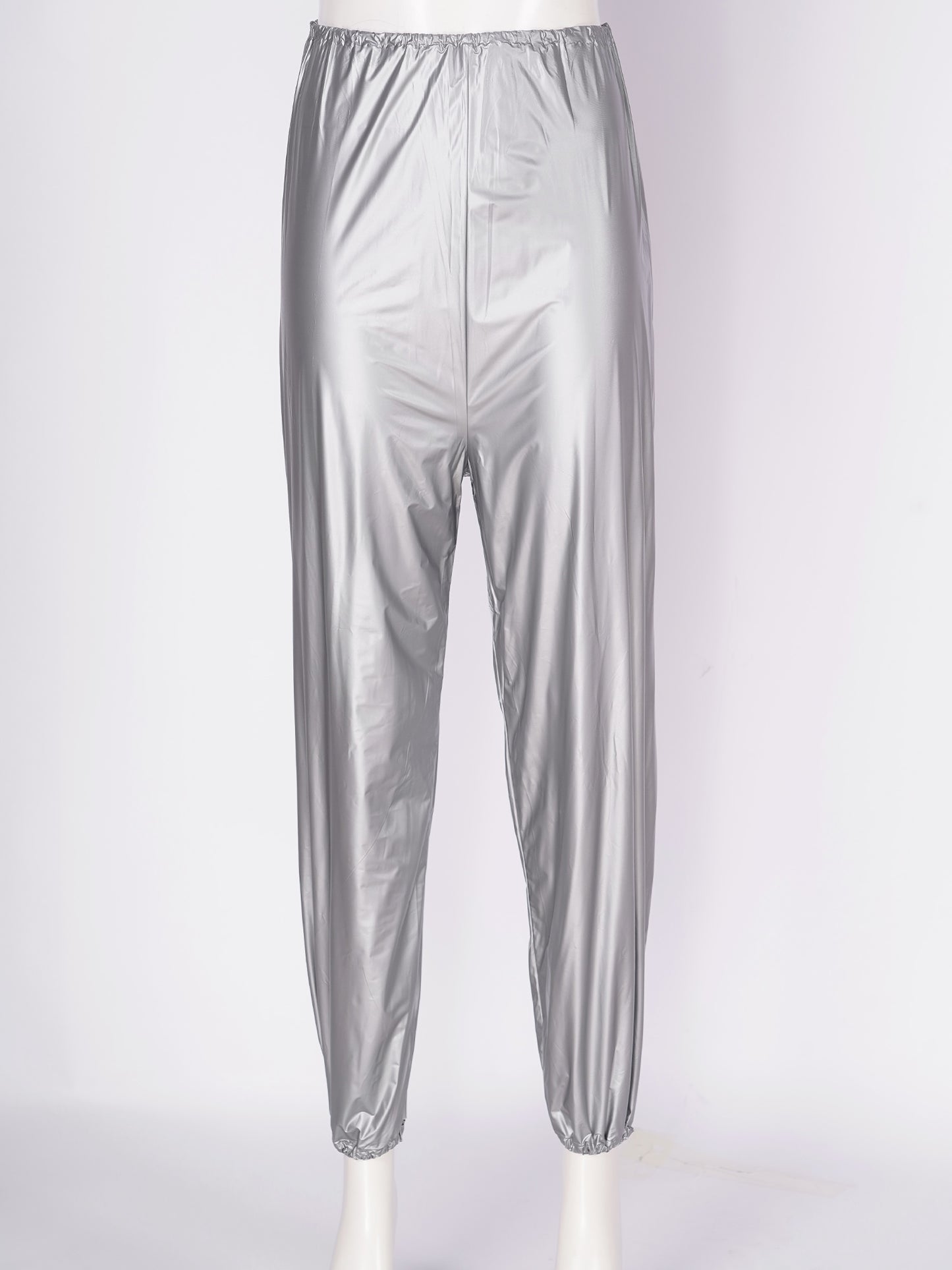 Unisex PVC Sauna Suit — Long Sleeve Top & Elastic Waistband Pants for Men & Women, Slimming Fitness Workout Outfit