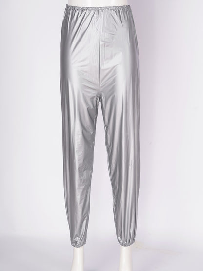 Unisex PVC Sauna Suit — Long Sleeve Top & Elastic Waistband Pants for Men & Women, Slimming Fitness Workout Outfit