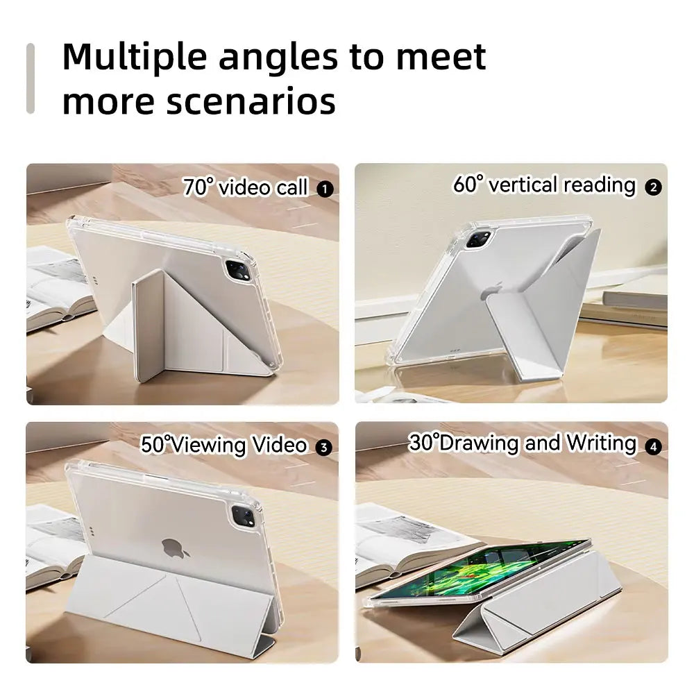 Smart Case with Pen Holder for iPad Air 5/6, Pro 11/12.9, Mini 6/7 – Compatible with 9.7" to 13" Models