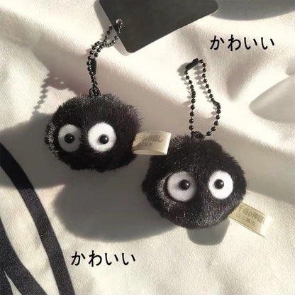 Black Plush Matchstick Doll Keychain - Cute Pompom Backpack Pendant and Clothing Accessory