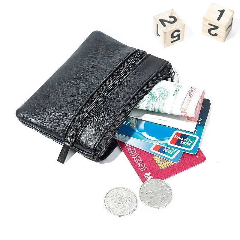 Leather Mini Coin Purse with Zipper – Small Wallet & Key Holder for Women, Men & Kids