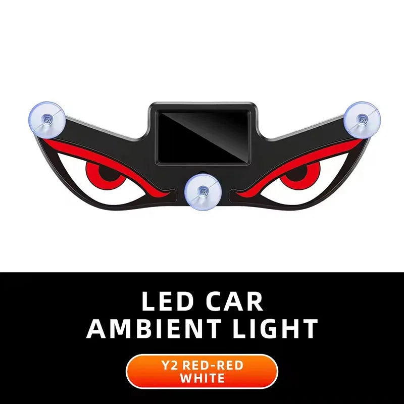 Solar Powered Car Demon Eye Light - Wireless LED Ambient Light with USB Rechargeable Design