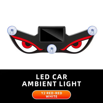 Solar Powered Car Demon Eye Light - Wireless LED Ambient Light with USB Rechargeable Design