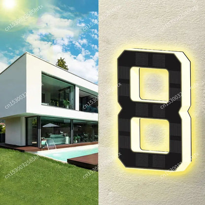 Solar LED House Number Light - Waterproof Light-Up Address Sign for Outdoor Home Decor