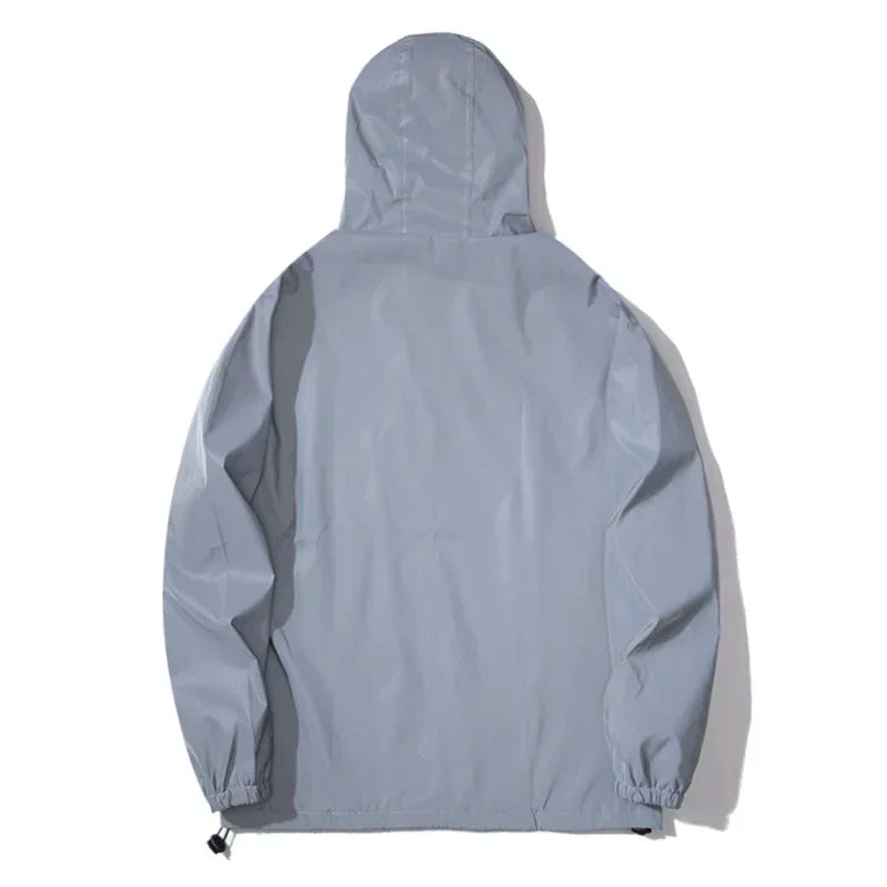 New Men’s Reflective Jacket - Solid Color Polyester Night Reflective Student and Dance Trend Jacket