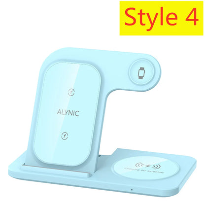 200W 3-in-1 Wireless Charging Stand – Foldable Fast Charging Dock for iPhone 16-8, Apple Watch & AirPods