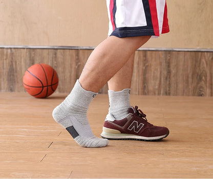 1/3 Pairs Men’s Compression Socks – Breathable Sports, Basketball, Cycling, and Running High Elastic Towel Tube Socks