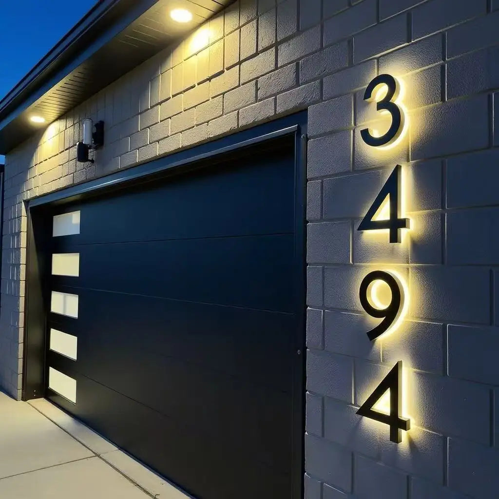 Custom LED House Numbers - Modern Stainless Steel 3D Backlit Address Sign, Waterproof Outdoor Door Plate