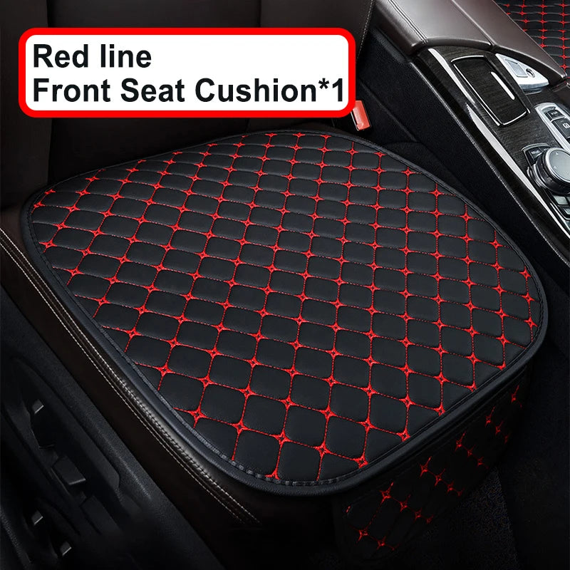 Universal PU Leather Car Seat Cover - Minimalist Soft Seat Cushion Protector with Storage Pocket for Car Interior Accessories